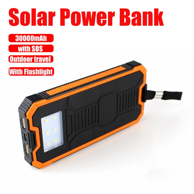 Batterie Externe Solaire 50000mAh, Chargeur Solaire Grande Capacité Power  Bank Solaire 4 Ports, Portable Batterie Externe avec Mousqueton Batterie De