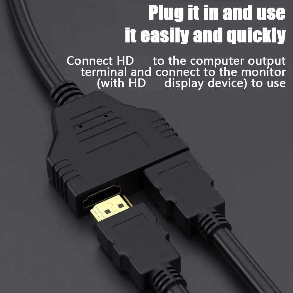 HDMI Splitter Cable HDMI-compatible Splitter Adapter1 Male Input To 2 Screens Displayed Female Output 1080P Full HD Cable Converter For Monitor