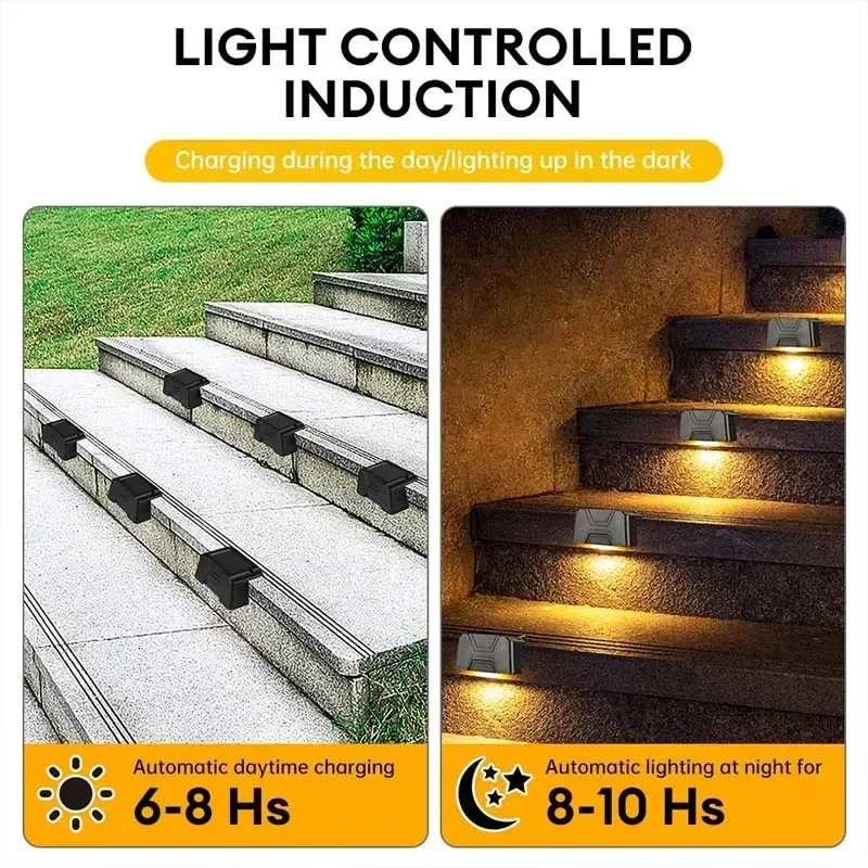 4/8Pcs LED Solar Lights Outdoor IP65 Waterproof Wall Lamps Stairs Atmosphere Light for Fence Garden Hallway Balcony Decor