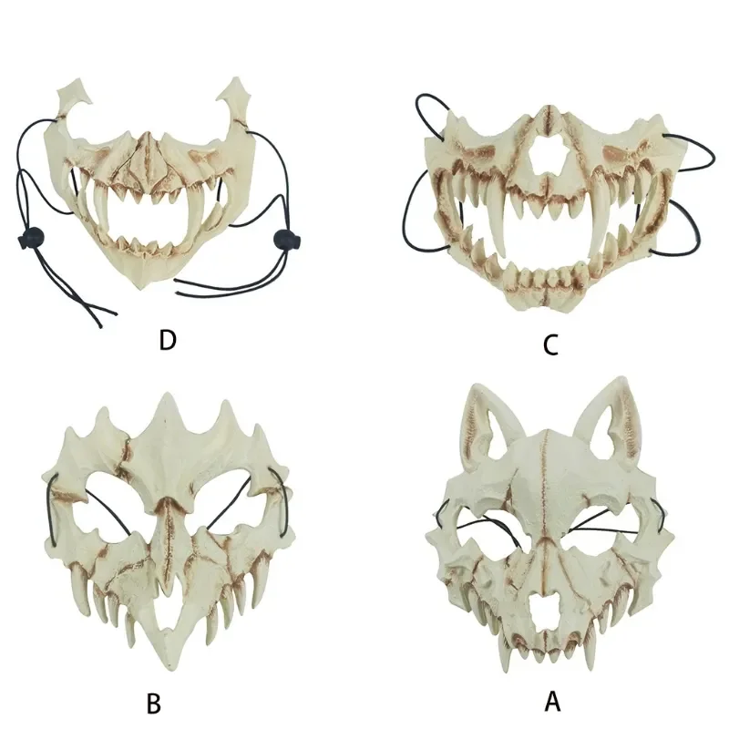 Mask-Long-Teeth-Demon-Samurai-White-Bone-Mask-Wolf-Dragon-Tiger-Houjuu ...