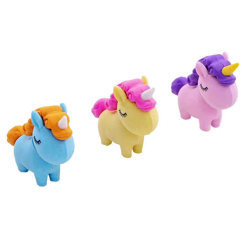 1Pc Cute Kawaii Unicorn Eraser Children Erasers for Kids Gift Novelty Creative Pencil Rubber Student School Office Supplies