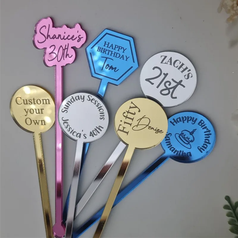 

15/30/100pcs Personalized Acrylic Drink Stirrers Engraved Cocktail Drink Sticks Stir Stirrer Swizzle Monogram Baby Wedding Favor