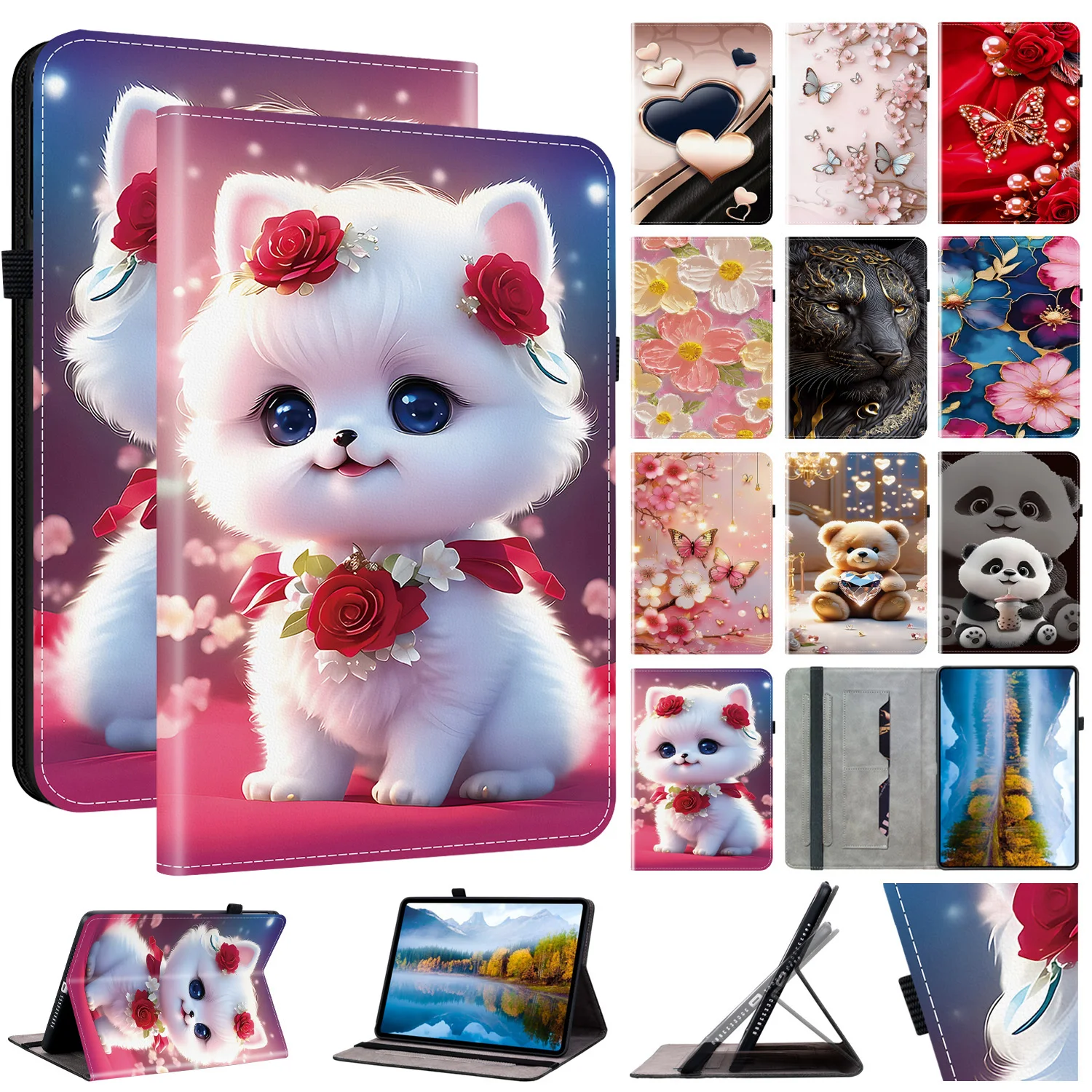Premium Leather Tablet Stand Cover - Universal Fit