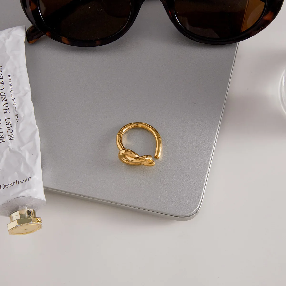 18K Gold Plated Knot Opening Rings Waterproof PVD Stainless Steel Geometric Wedding Knuckle Ring Vintage Jewelry 2026 New Aneis