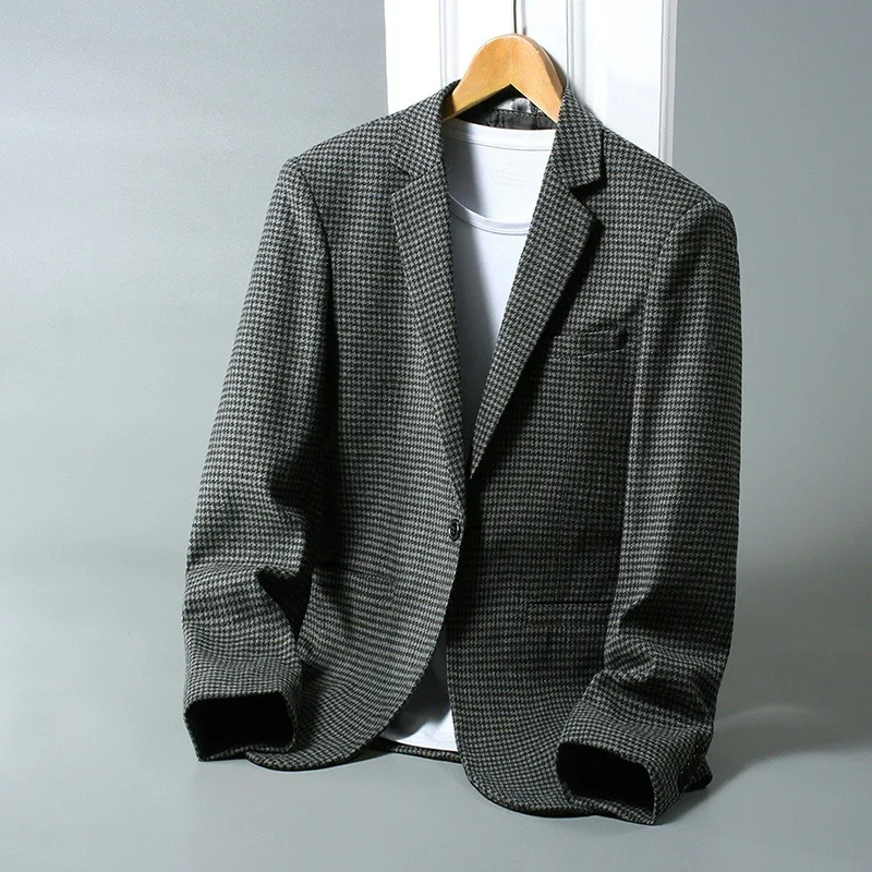 High Quality Large Size Men's Fashion Business Slim British Solid Color Casual Gentleman Suit Youth Slim One Button Suit Jacket