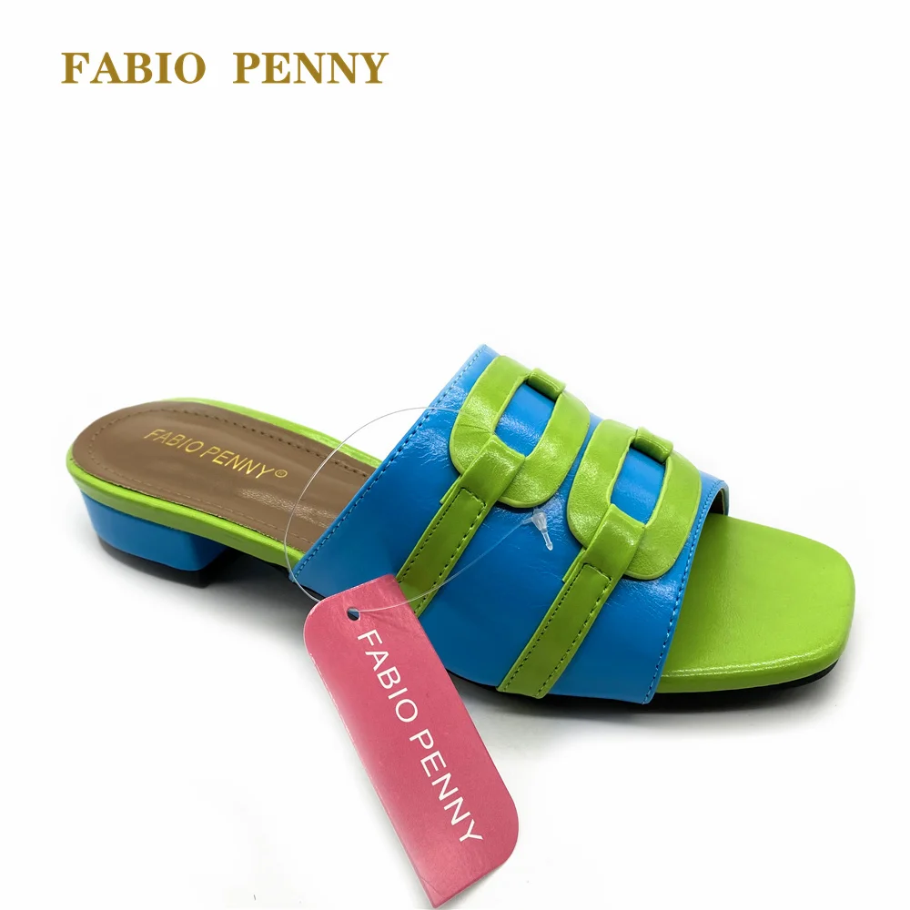 

FABIO PENNY 2022 new women's shoes flat shoes open toe cool summer slippers