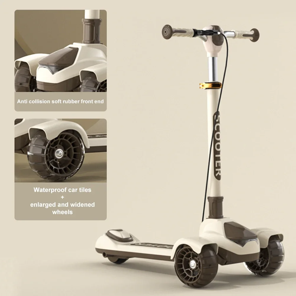 Outdoor Child's Foldable Kickboard Kick Scooter Flash Wheels Adult Kids Electric Scooter 3 Wheel Handbrake for 5-18 Years Old children scooter folding scooter foldable electric scooter