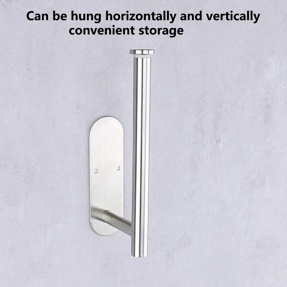 Self-Adhesive Toilet Paper Holder 304 Stainless Steel Brushed Paper Towel Roll Rack Black Bathroom Kitchen Long Tissue Hanger