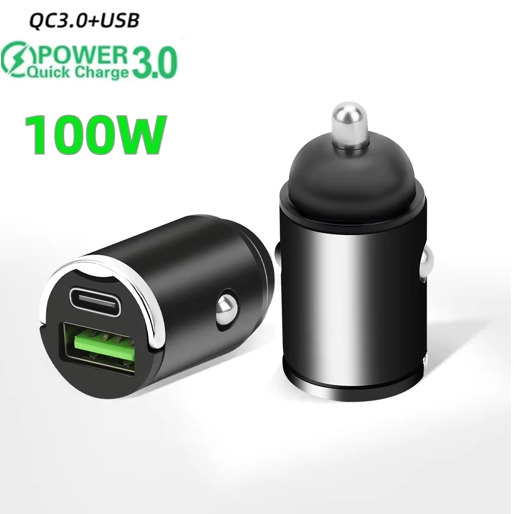 12V-24V Car Charger Lighter PD Fast Charging For IPhone QC3.0 Mini USB Type C Mini Car Phone Charger For Samsung Huawei Xiaomi