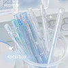 4pcs/box Simplicity Gel Pen Fashion Blue White Solid Color Stationery Pen 0.38/0.5mm Black Ink Gel Pen Writing Supplies Student 2