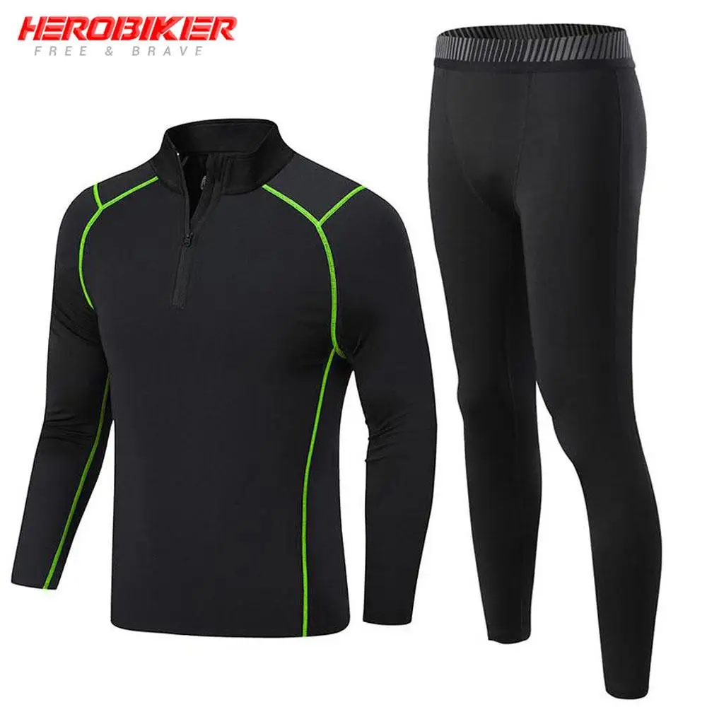 

Men's Motorcycle Thermal Underwear Fleece Lined Motorbike Skiing First Layer Warm Long Johns Shirts & Top Bottom Suit Winter