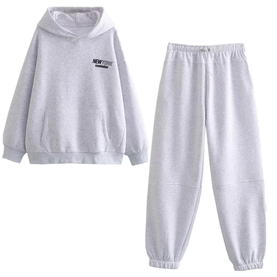 Jenny&Dave Autumn Winter 2024 British Harem Pants Sports Suit Fashion High Street New York Letter Embroidered Hooded Sweatshirt
