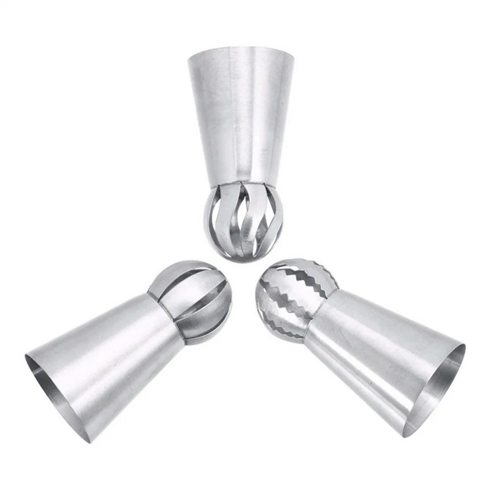 3Pcs/Set Torch Ball Flower Icing Nozzles 304 Stainless Steel Pastry Tube Kitchen Supplies Cake Decorating Tool  supplies cookies