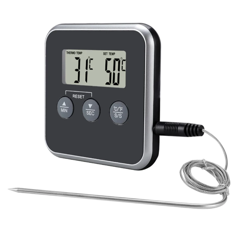 Thermomètre de cuisine numérique, sonde en acier inoxydable avec minuterie  de gril, viande BBQ température des aliments, outils de cuisine,  Dropshipping - AliExpress
