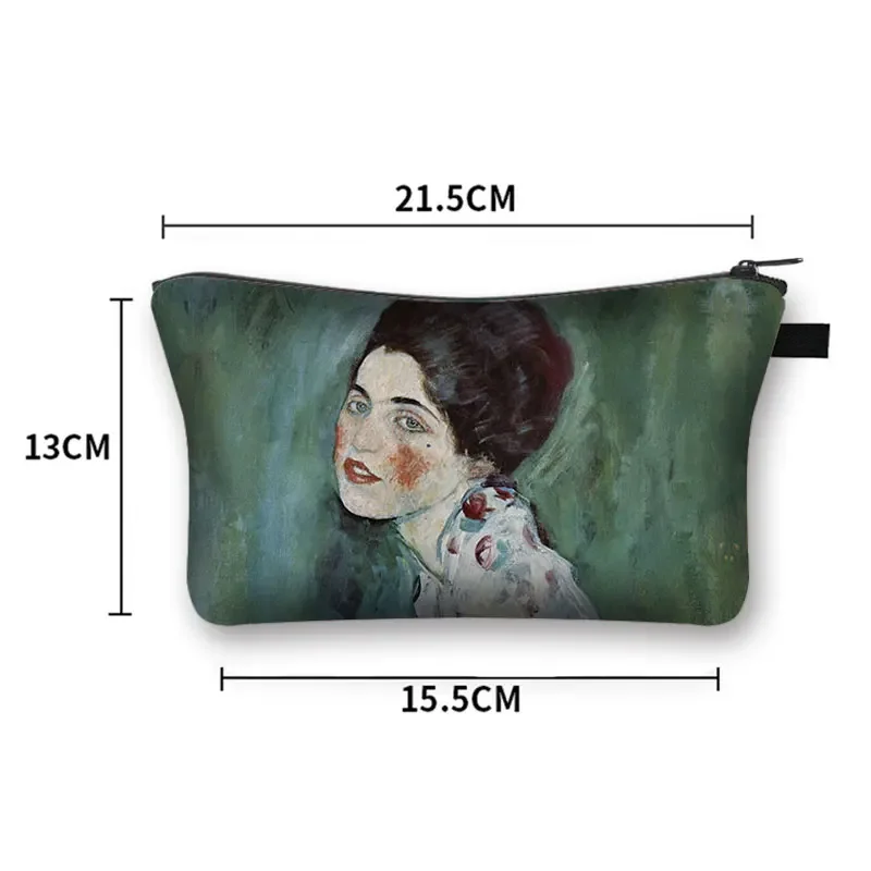 Starry Night Kiss Waterlily Painting Cosmetic Bag Van Gogh Gustav Klimt Monet Women Makeup Bag Ladies Cosmetic Case cosmetic bag cosmetic storage bag makeup bag cosmetic case