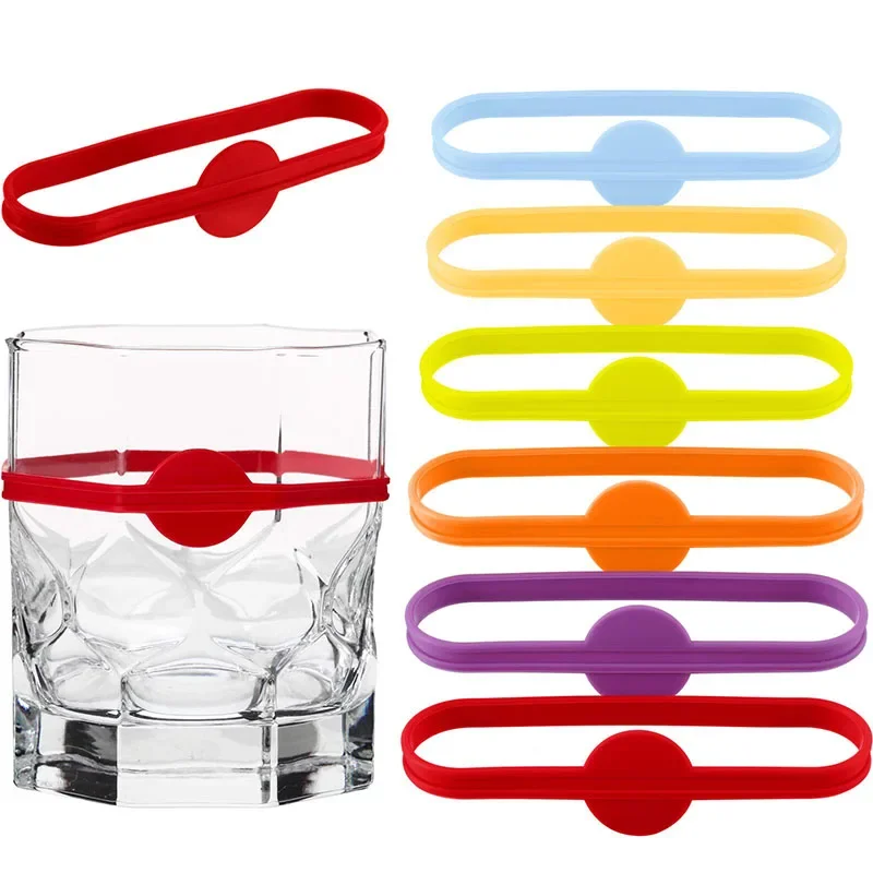 12Pcs Drink Markers Glass Cup Wine Glass Bottle Strip Tag Marker Silicone Drink Markers Wine Charms Tags for Guest
