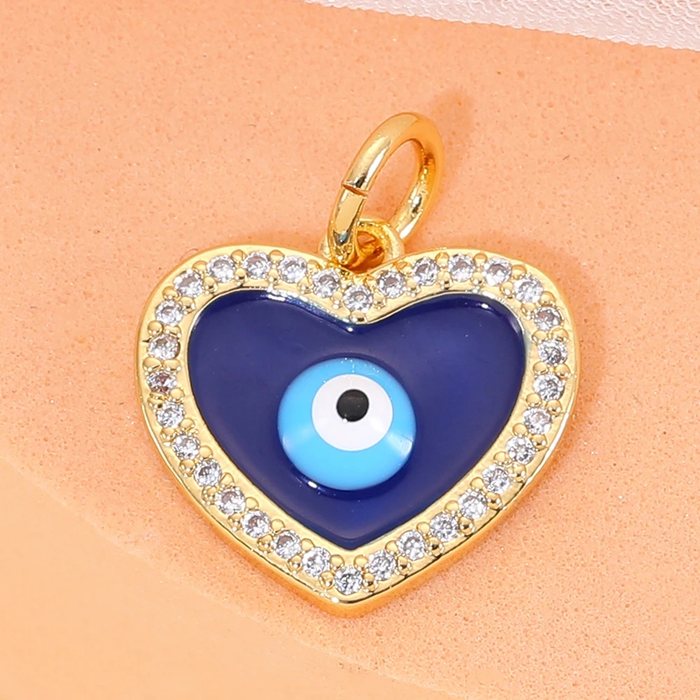 Juya DIY 18K echtes Gold vergoldet Handwerk Schmetterling Liebe Herz Mond Stern böser Blick Zitrone Eule Bär Emaille Charms Anhänger Zubehör – Detail 5