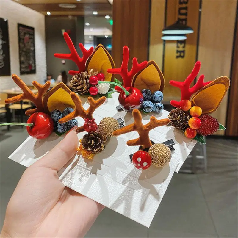New Year Christmas Hair Pin Children Barrettes Bow Deer Santa Claus Kids Christmas Headwear Kids Hair Accessories