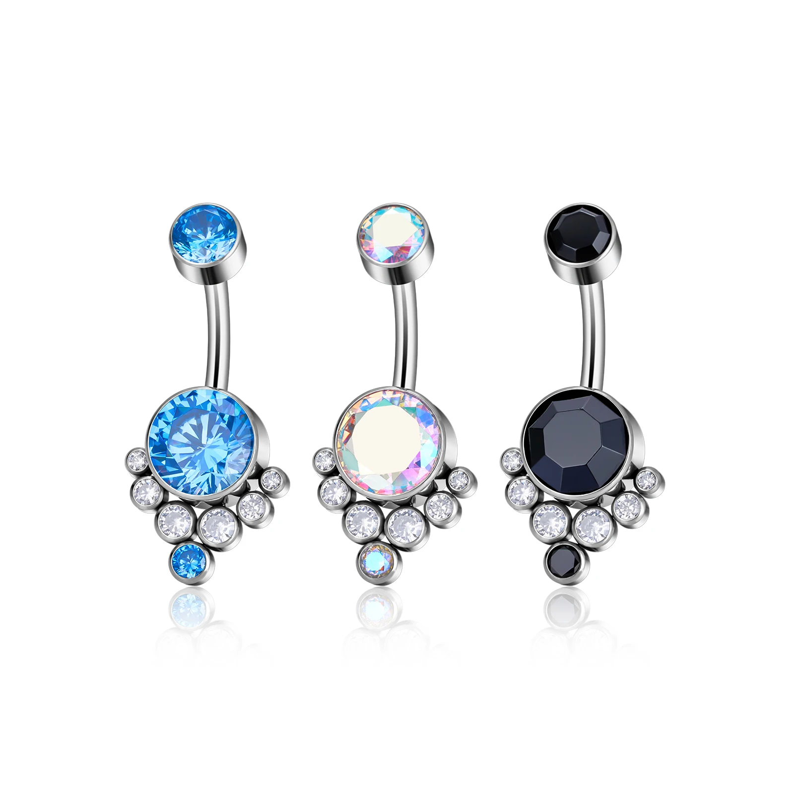 G23 Titanium ASTMF136 Belly Button Ring Piercing Jewelry Navel Ring For Women Double Bezel Setting Delicate Zircon piercing jewelry body piercing jewelry body jewelry belly button earrings belly button piercings