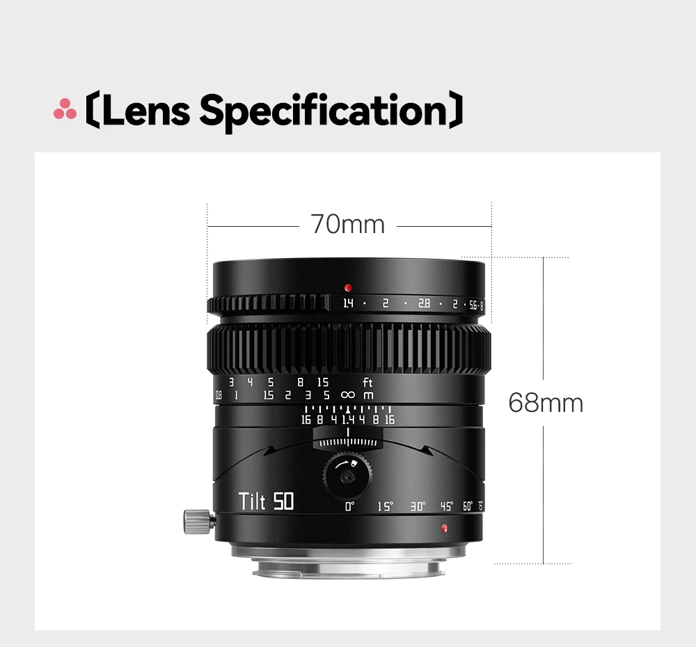 TTArtisan Tilt 50mm F1.4 MF Full Frame Manual Focus Lens for Sony