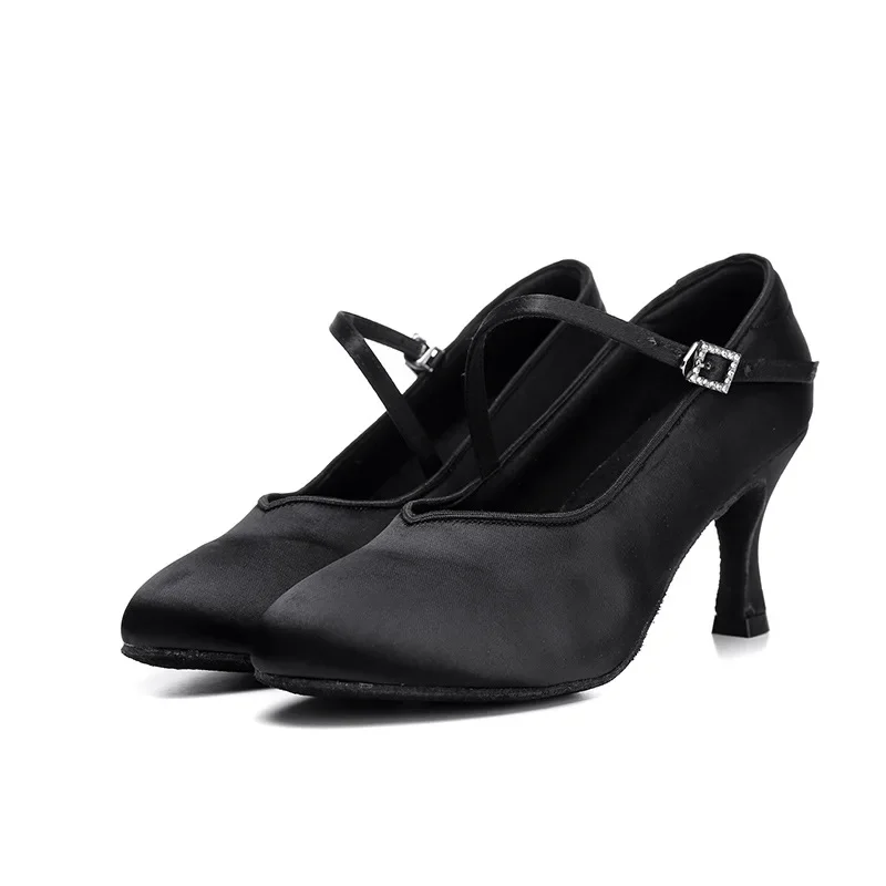 Hot Sale Dance Women Standard Latin Dance Training Shoes Satin Heel 5.5/7.5CM Ladies Ballroom Dance Shoes Soft Sole Modern Dance 5