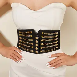 Simple Solid Color All-match Temperament Rivet Chain Adjustable Waistband Cummerbund Female Waist Belt Corset Belt