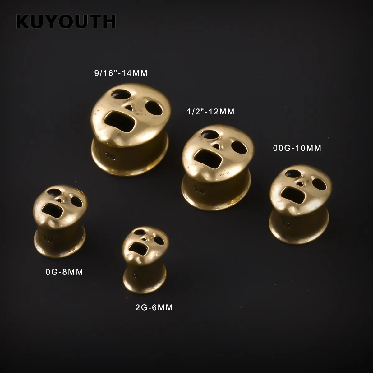 KUYOUTH Ear Expanders Plugs Copper Mask Earring Gauges Stretchers Piercing Body Jewelry 2PCS