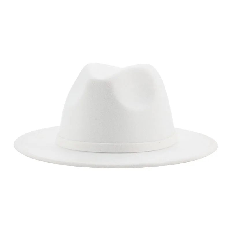 Hats for Women Men Formal Dress Wide Brim Fedora Hats 2021 New Wedding Church Jazz Caps White Black Women Hat Sombreros De Mujer felt fedora hat Fedoras