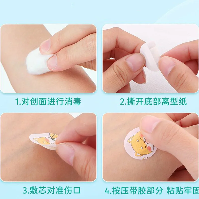 120pcs/lot Cute Cartoon Baby Bandages Round Band Aid First Aid Children Wound Patch Adhesive Bandages Kawaii Plasters Bandaid
