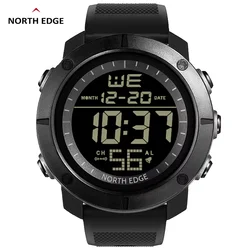 NORTH EDGE TANK Outdoor Men's Waterproof Watch with Alarm and EL Backlight Silicone Band (Black)