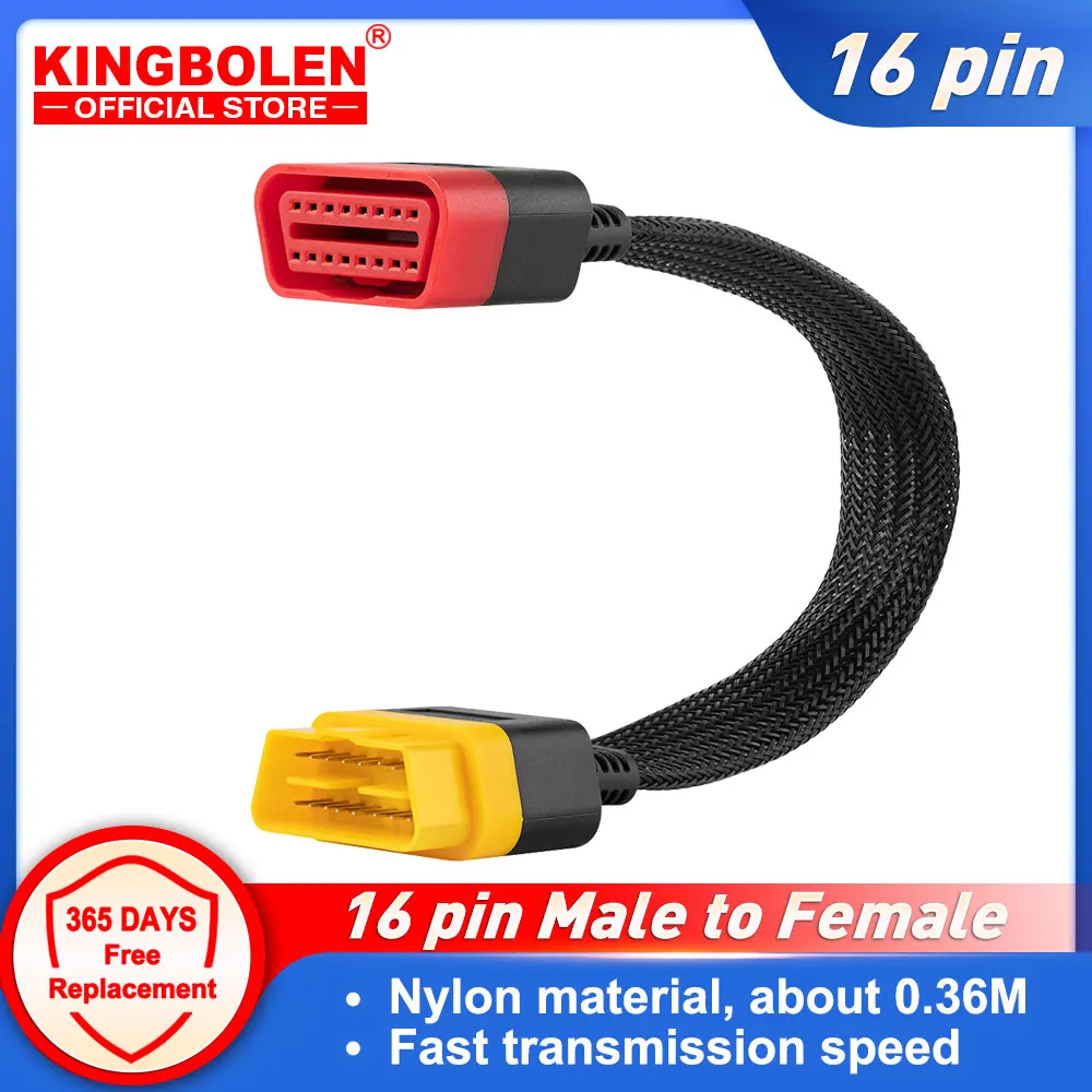 036MFlexibleOBDIIExtensionCable16PinMaleToFemaleNylonOBD2