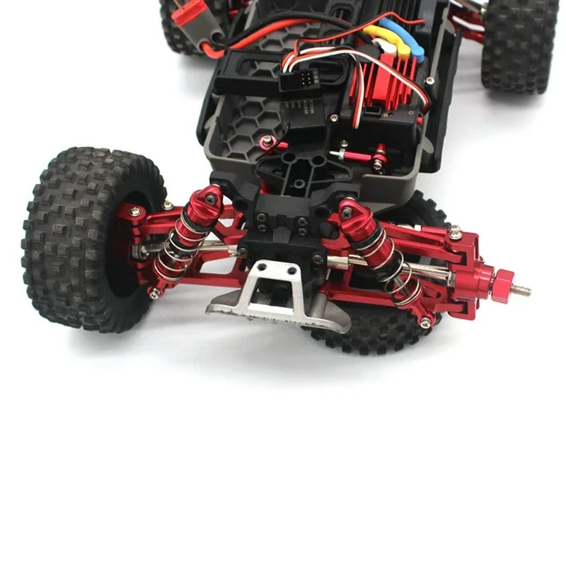 Pre-Glued Aluminum Wheels & Tires For 1/16 Scale H16 Series RC Cars - Red Set Of 4