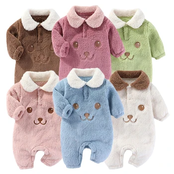 Tuta per neonato Nuova giacca per neonato autunno inverno per ragazzo Tute intere in flanella per ragazze Morbido Bebe Pagliaccetto Vestiti per bambini 0-12 mesi
