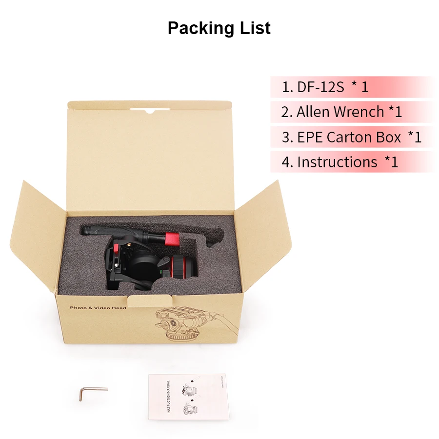 DF-12S Tripod Heavy Duty Fluid Head with Stepless Adjustable pan head,for Manfro