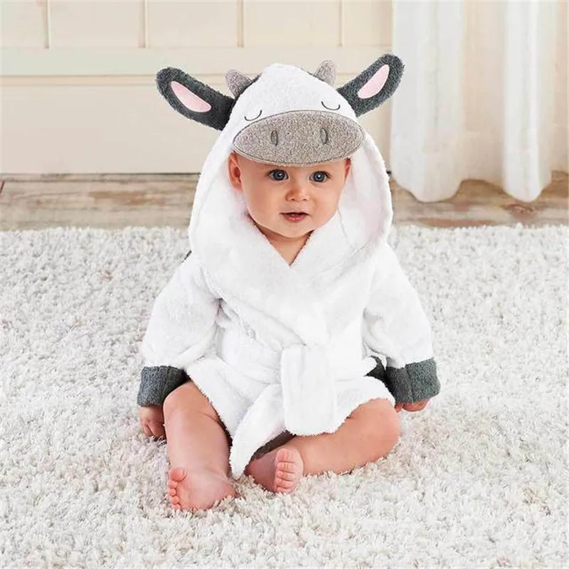 Newborn Baby Robes Cartoon Hooded Sleep Bathrobe Gown Sleepwear Infantil Bath Towel Kids Baby Girls Clothes