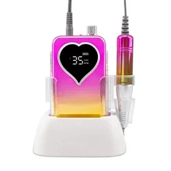 Hot Sale OEM Professional Heart Shape HD Display 35000rpm Electric Rechargeable Cordless Nail Drill Machine Portable Manicure 3
