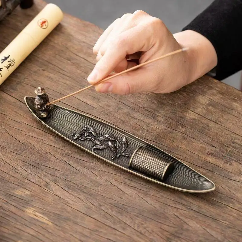 1 Set Multi Fish Chinese Fisherman Fishing Incense Censer Holder For Incense Sticks Home Decor Accessories