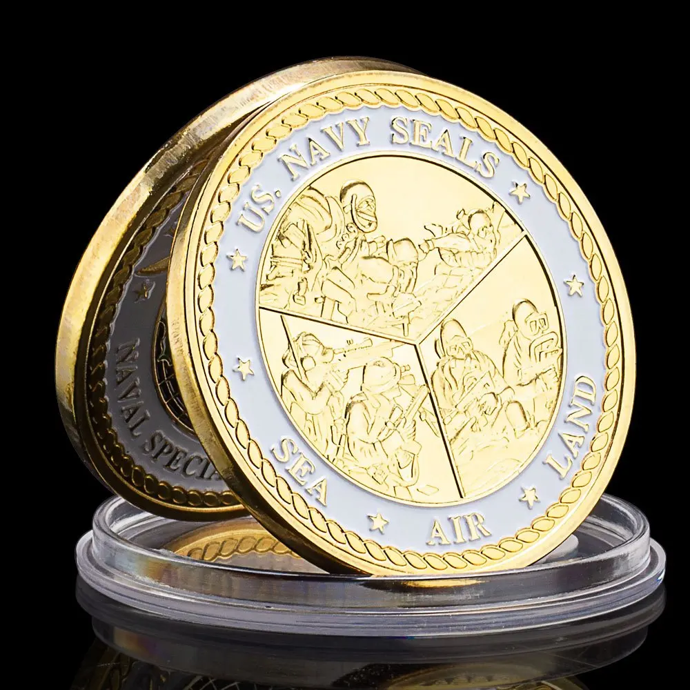 United States Naval Special Warfare Command Navy Seals Collectible Golden Plated Souvenir Coin Commemorative Coin Challenge