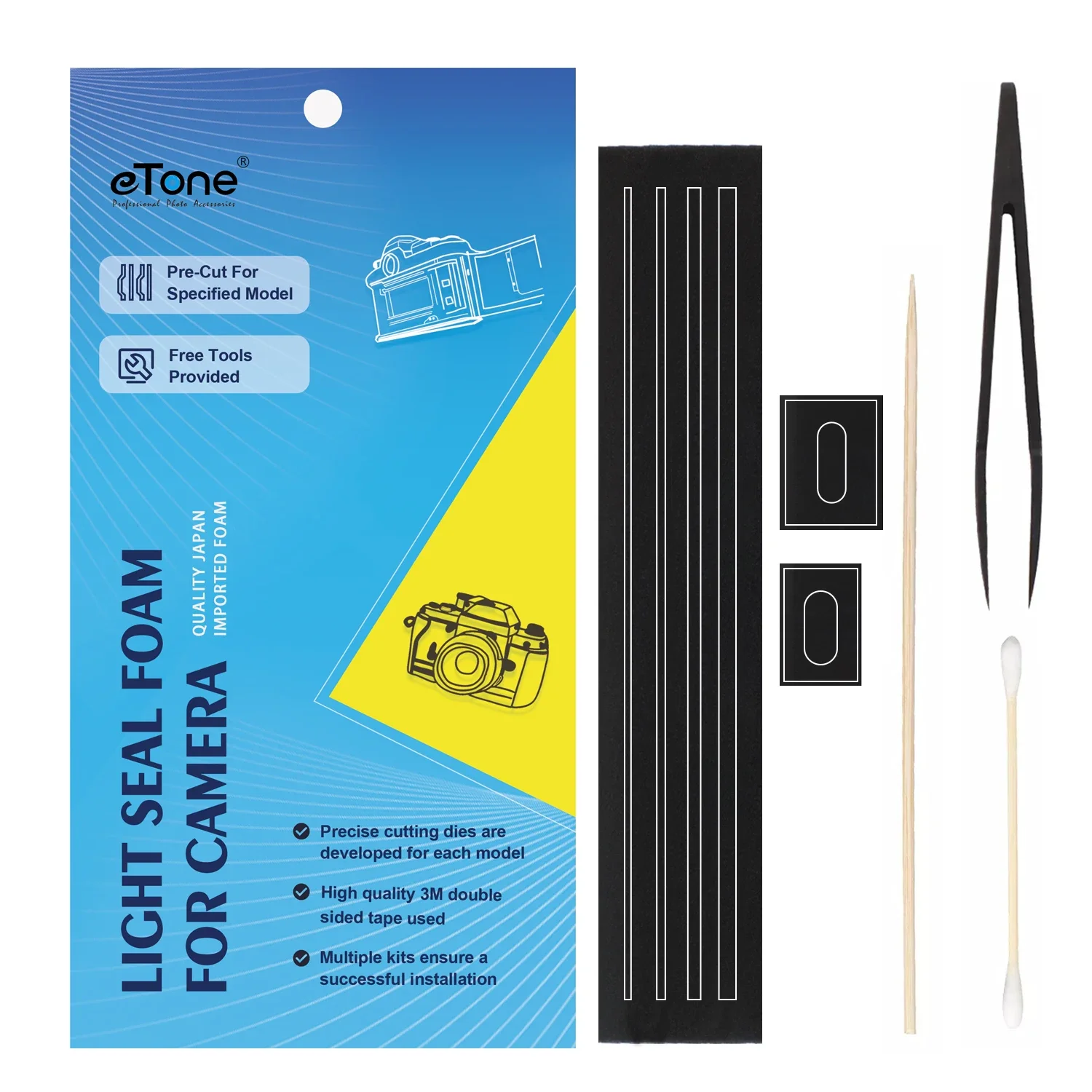 eTone 프리컷 라이트 씰 폼 가스켓(1.5/2/3/4mm) 빈티지 필름 카메라용 - 2mm 필름 제어 창 교체 스폰지 키트