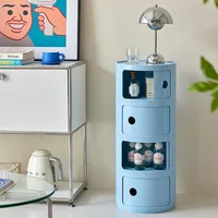 Nordic Bedside Cabinet Small Round Modern Plastic Storage Cabinet Narrow Cabinet Multi Layer Side Cabinet for Living Room 2