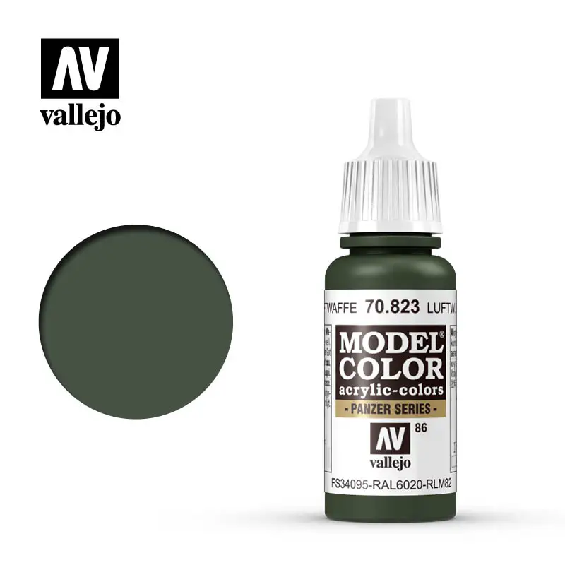 

Vallejo Paint Acrylic Spain AV70823 086 German Air Force Matte Green Water-Based Hand Painted FS34095 RAL6020 Model Coloring
