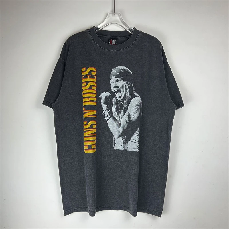 

Guns N 'Roses VTG Fashion Oversize Band Vintage High Street American Style Hip-pop Casual Loose T-shirt Washed Short Sleeve