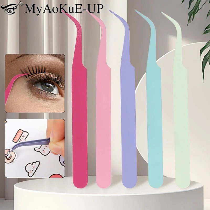 Eyelashes Tweezers Macaron Nail Art Decor Scrapbook Sticker Tape Picking DIY Junk Journal Album Stainless Clip Tool