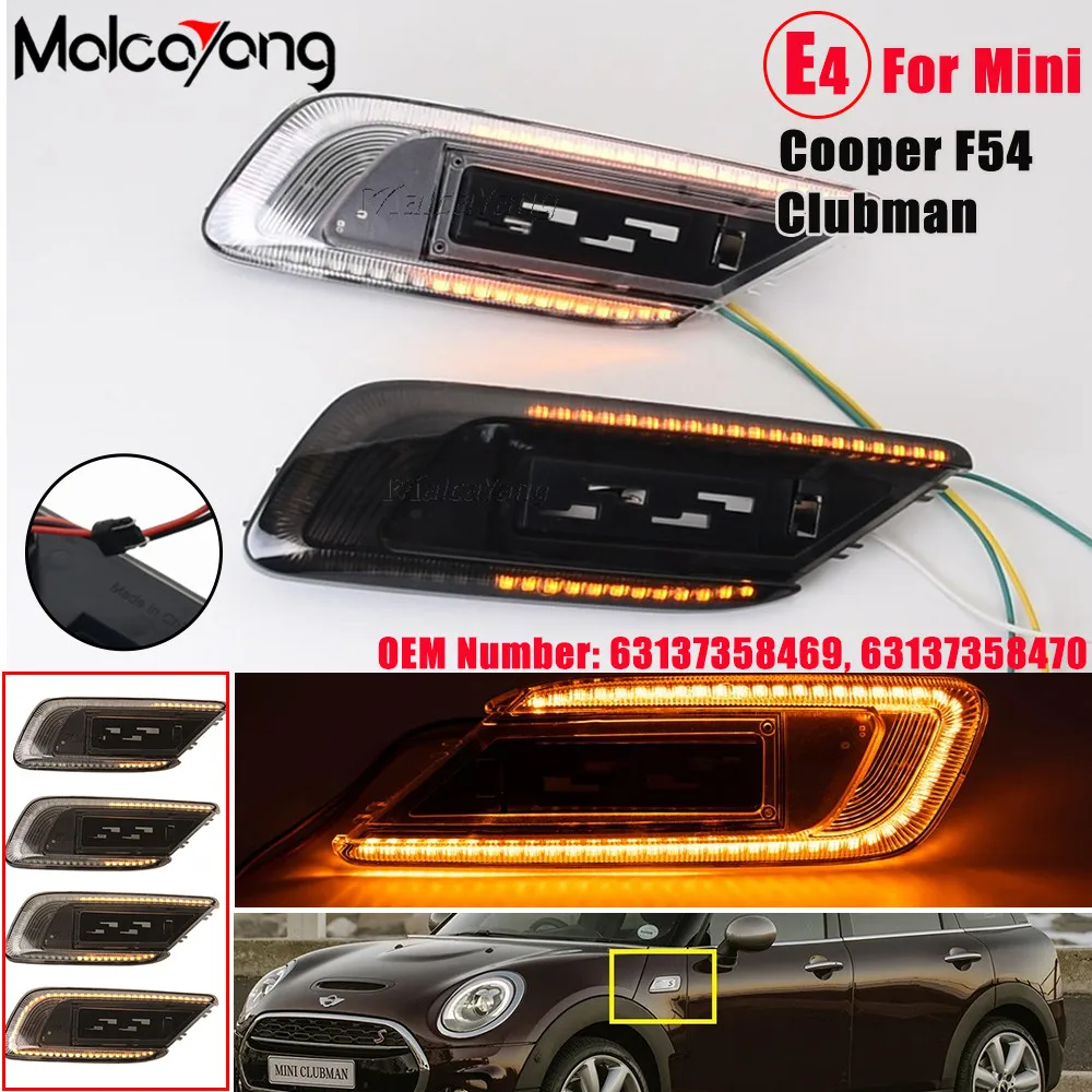 

Car Styling Side Fender Marker Light LED Dynamic Flashing Sequential Turn Signal Lamp For Mini Cooper F54 Clubman 2015-2020