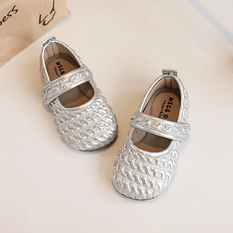 Soft Puff Pleats Design Ballet Flats Baby Kids Cute Round Toe Cream Color Ballerina Shoes Girls Concise Versatile Dress Zapatos
