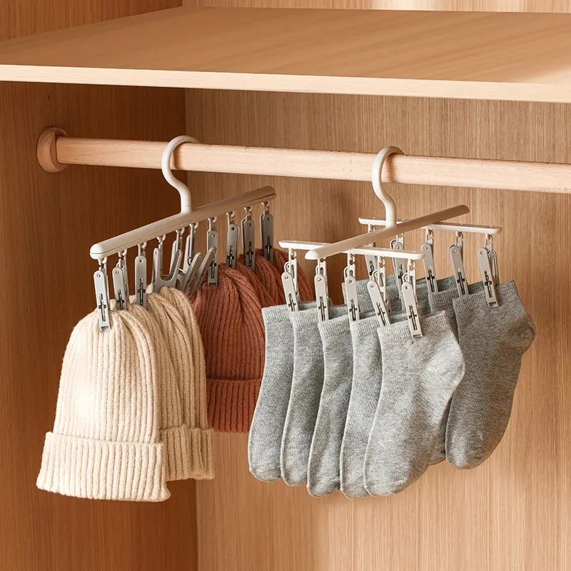 Socks Drying Rack with 10 Clips Multi-Function Dormitory Student Home Balcony Drying Clips Underwear Clips