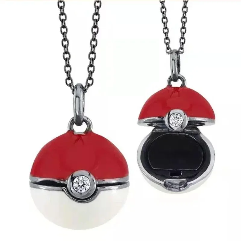 Pokemon Pokeball Anime Necklace Pendant Cartoon Necklace for Men Women Jewelry Cosplay Party Decoration Accessories Kids Gifts