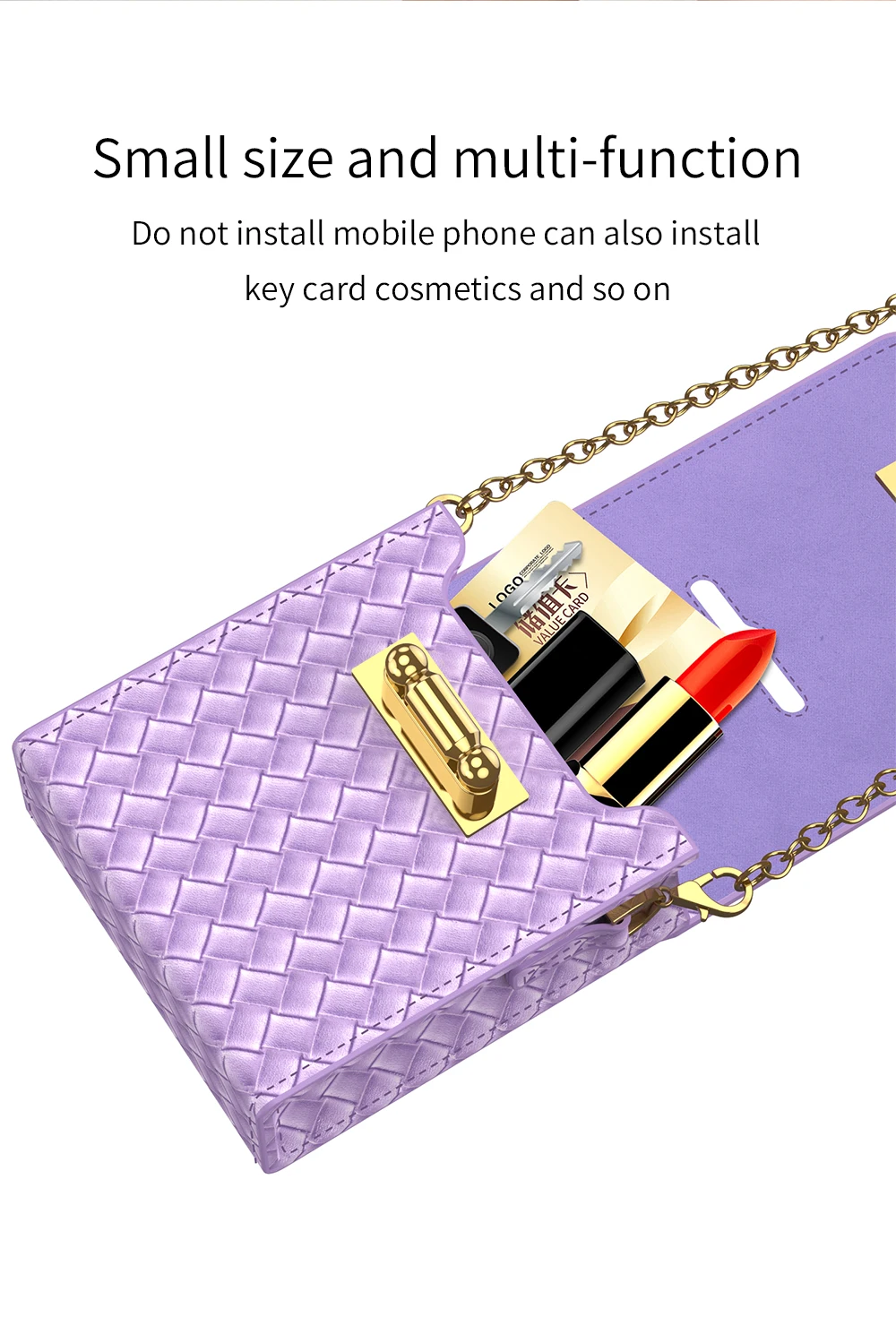 Mini tracolla per Samsung Galaxy Z Flip 3 4 5G Borsa per telefono con cordino a catena in pelle semplice con anello ultra sottile_voghion.com