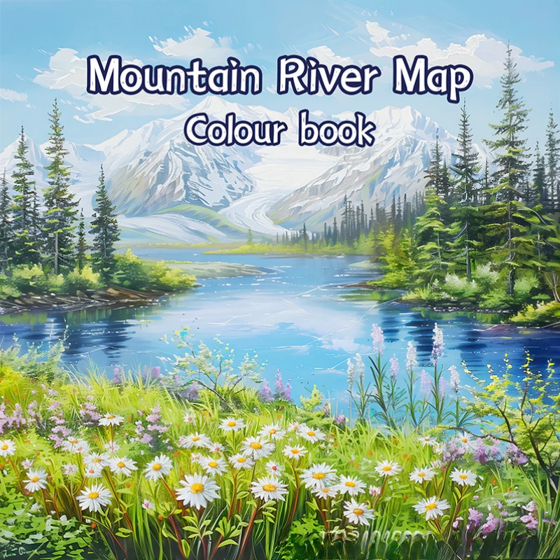 Adult Picture Book: Coloring Book Mountains and Rivers Pictures on Thick Paper The Ideal Gift for A Multi-color Pencil Art Party 2