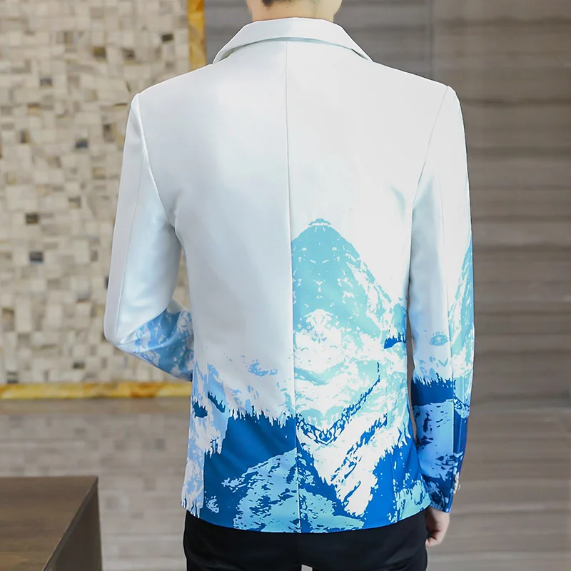 Blazer New Men's Fashion Business Gentleman Slim Print British Style Outdoor Performance Trend Wedding Banquet Casual Blazer 6